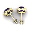 4 3/4 Carat Cushion Cut Amethyst and Halo Diamond Stud Earrings In 14 Karat Yellow Gold Image-4