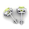 5 3/4 Carat Cushion Cut Peridot and Halo Diamond Stud Earrings In 14 Karat White Gold Image-4