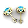 6 Carat Cushion Cut Blue Topaz and Halo Diamond Stud Earrings In 14 Karat Yellow Gold Image-4