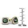 4 3/4 Carat Cushion Cut Mystic Topaz and Halo Diamond Stud Earrings In 14 Karat Yellow Gold Image-5