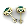 4 3/4 Carat Cushion Cut Emerald and Halo Diamond Stud Earrings In 14 Karat Yellow Gold Image-4