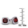 Garnet Earrings: Garnet Jewelry: 7 Carat Cushion Cut Garnet and Halo Diamond Stud Earrings In 14 Karat White Gold Image-5