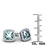 4 3/4 Carat Cushion Cut Green Amethyst and Halo Diamond Stud Earrings In 14 Karat White Gold Image-5
