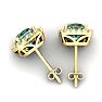 4 3/4 Carat Cushion Cut Green Amethyst and Halo Diamond Stud Earrings In 14 Karat Yellow Gold Image-4