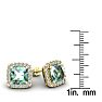 4 3/4 Carat Cushion Cut Green Amethyst and Halo Diamond Stud Earrings In 14 Karat Yellow Gold Image-5