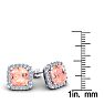 6-3/4 Carat Cushion Shape Morganite Earrings and Diamond Halo In 14 Karat White Gold Image-5