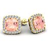 6-3/4 Carat Cushion Shape Morganite Earrings and Diamond Halo In 14 Karat Yellow Gold Image-1