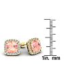 6-3/4 Carat Cushion Shape Morganite Earrings and Diamond Halo In 14 Karat Yellow Gold Image-5