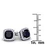 6 3/4 Carat Cushion Cut Sapphire and Halo Diamond Stud Earrings In 14 Karat White Gold Image-5