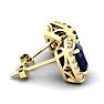 6 3/4 Carat Cushion Cut Sapphire and Halo Diamond Stud Earrings In 14 Karat Yellow Gold Image-3