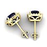 6 3/4 Carat Cushion Cut Sapphire and Halo Diamond Stud Earrings In 14 Karat Yellow Gold Image-4