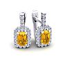 1 1/2 Carat Citrine and Halo Diamond Dangle Earrings In 14 Karat White Gold Image-1