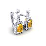 1 1/2 Carat Citrine and Halo Diamond Dangle Earrings In 14 Karat White Gold Image-2