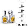 1 1/2 Carat Citrine and Halo Diamond Dangle Earrings In 14 Karat White Gold Image-4