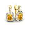 1 1/2 Carat Citrine and Halo Diamond Dangle Earrings In 14 Karat Yellow Gold Image-1