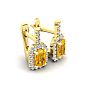 1 1/2 Carat Citrine and Halo Diamond Dangle Earrings In 14 Karat Yellow Gold Image-2