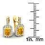 1 1/2 Carat Citrine and Halo Diamond Dangle Earrings In 14 Karat Yellow Gold Image-4