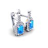 1 3/4 Carat Blue Topaz and Halo Diamond Dangle Earrings In 14 Karat White Gold Image-2