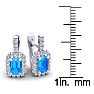 1 3/4 Carat Blue Topaz and Halo Diamond Dangle Earrings In 14 Karat White Gold Image-4