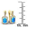 1 3/4 Carat Blue Topaz and Halo Diamond Dangle Earrings In 14 Karat Yellow Gold Image-4