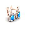 1 3/4 Carat Blue Topaz and Halo Diamond Dangle Earrings In 14 Karat Rose Gold Image-2