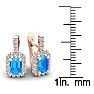 1 3/4 Carat Blue Topaz and Halo Diamond Dangle Earrings In 14 Karat Rose Gold Image-4
