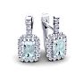 Aquamarine Earrings: Aquamarine Jewelry: 1 2/3 Carat Aquamarine and Halo Diamond Dangle Earrings In 14 Karat White Gold Image-1