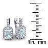 Aquamarine Earrings: Aquamarine Jewelry: 1 2/3 Carat Aquamarine and Halo Diamond Dangle Earrings In 14 Karat White Gold Image-4