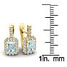Aquamarine Earrings: Aquamarine Jewelry: 1 2/3 Carat Aquamarine and Halo Diamond Dangle Earrings In 14 Karat Yellow Gold Image-4