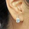 Aquamarine Earrings: Aquamarine Jewelry: 1 2/3 Carat Aquamarine and Halo Diamond Dangle Earrings In 14 Karat Yellow Gold Image-5