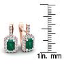1 2/3 Carat Emerald and Halo Diamond Dangle Earrings In 14 Karat Rose Gold Image-4
