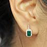 1 2/3 Carat Emerald and Halo Diamond Dangle Earrings In 14 Karat Rose Gold Image-5