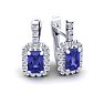 1 3/4 Carat Tanzanite and Halo Diamond Dangle Earrings In 14 Karat White Gold Image-1