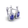 1 3/4 Carat Tanzanite and Halo Diamond Dangle Earrings In 14 Karat White Gold Image-2