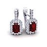 Garnet Earrings: Garnet Jewelry: 2 Carat Garnet and Halo Diamond Dangle Earrings In 14 Karat White Gold Image-1