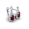 Garnet Earrings: Garnet Jewelry: 2 Carat Garnet and Halo Diamond Dangle Earrings In 14 Karat White Gold Image-2