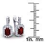 Garnet Earrings: Garnet Jewelry: 2 Carat Garnet and Halo Diamond Dangle Earrings In 14 Karat White Gold Image-4