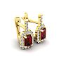 Garnet Earrings: Garnet Jewelry: 2 Carat Garnet and Halo Diamond Dangle Earrings In 14 Karat Yellow Gold Image-2