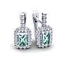 1 1/2 Carat Green Amethyst and Halo Diamond Dangle Earrings In 14 Karat White Gold Image-1