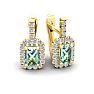 1 1/2 Carat Green Amethyst and Halo Diamond Dangle Earrings In 14 Karat Yellow Gold Image-1