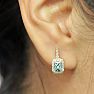 1 1/2 Carat Green Amethyst and Halo Diamond Dangle Earrings In 14 Karat Yellow Gold Image-5
