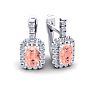 1-3/4 Carat Octagon Shape Morganite Earrings and Diamond Halo Dangle In 14 Karat White Gold Image-1