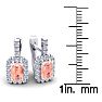 1-3/4 Carat Octagon Shape Morganite Earrings and Diamond Halo Dangle In 14 Karat White Gold Image-4