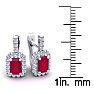 2 Carat Ruby and Halo Diamond Dangle Earrings In 14 Karat White Gold Image-4