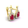2 Carat Ruby and Halo Diamond Dangle Earrings In 14 Karat Yellow Gold Image-2