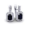2 Carat Sapphire and Halo Diamond Dangle Earrings In 14 Karat White Gold Image-1