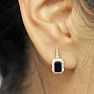 2 Carat Sapphire and Halo Diamond Dangle Earrings In 14 Karat Yellow Gold Image-5