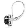 14K White Gold 2 1/4 Carat Black and White Halo Diamond Leverback Earrings Image-3