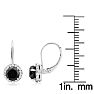 14K White Gold 2 1/4 Carat Black and White Halo Diamond Leverback Earrings Image-4