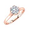 Round Engagement Rings, 3/4 Carat Diamond Solitaire Engagement Ring Crafted In 14 Karat Rose Gold Image-2